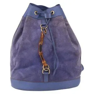 GUCCI Bamboo Backpack Suede Leather Blue Gold 003 2855 0043 0 Auth BA7788 Gucci Bamboo Backpack Blue Bags & Handbags for Women | eBay main image 3